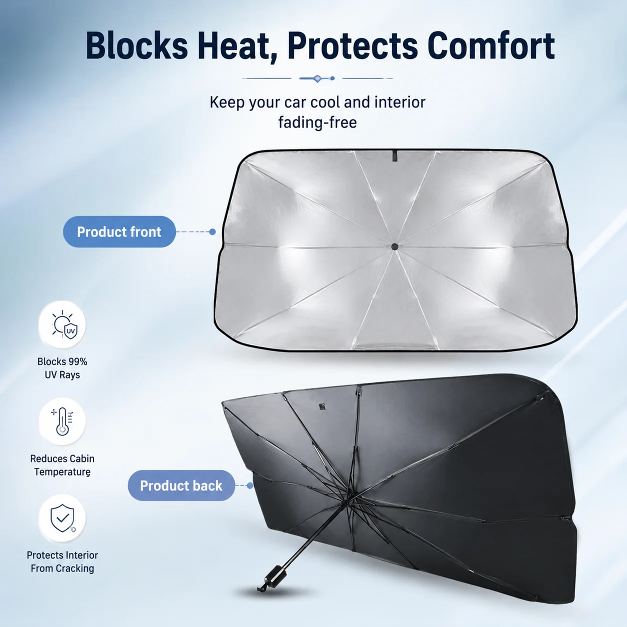 Car Sunshade Windshield Umbrella Foldable - 1 adet Katlanabilir Araba Ön Cam