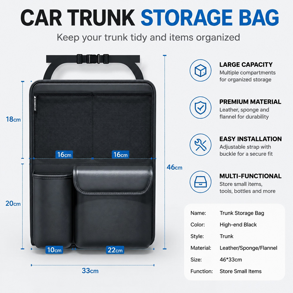 1 Adet Kcimo Asılabilir PU Der - Car Trunk Organizer Foldable Storage Box incelemesi ve fiyatı