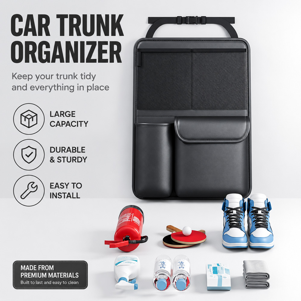 1 Adet Kcimo Asılabilir PU Der - Car Trunk Organizer Foldable Storage Box incelemesi ve fiyatı